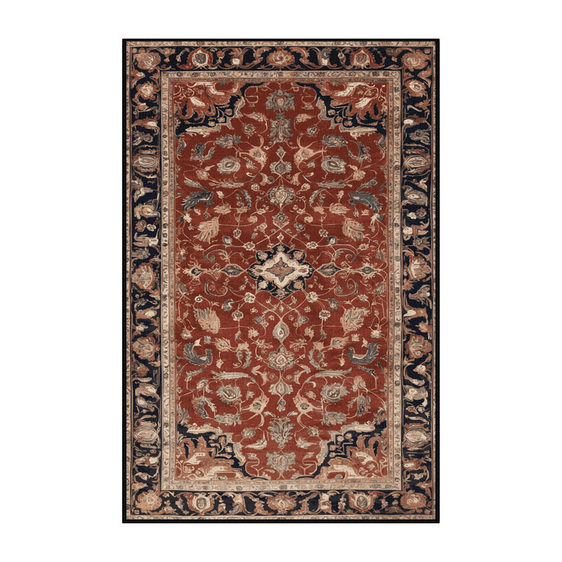 Machine Washable Persian Brown Area Rug, Rectangle 7' x 10'