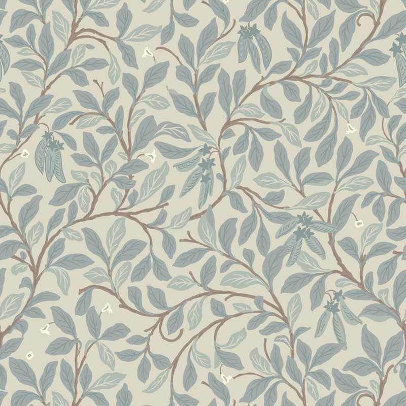 Leaf and Pod - Wallpaper, Linen Stone, Peel & Stick, Self-Adhesive