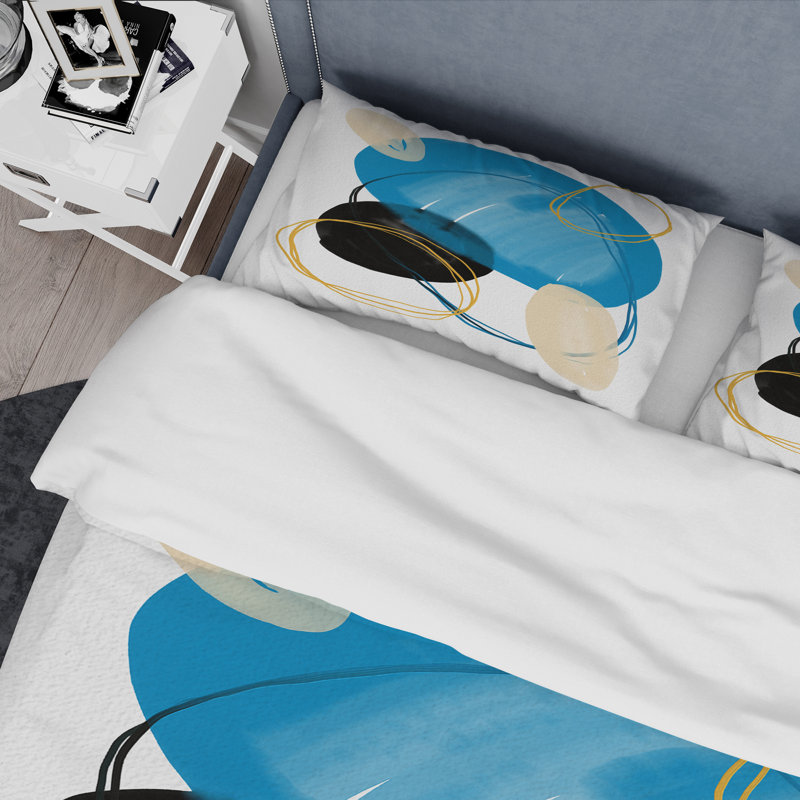 Ensemble de housse de couette en microfibre bleu / noir, Housse de couette pour très grand lit et 2 très