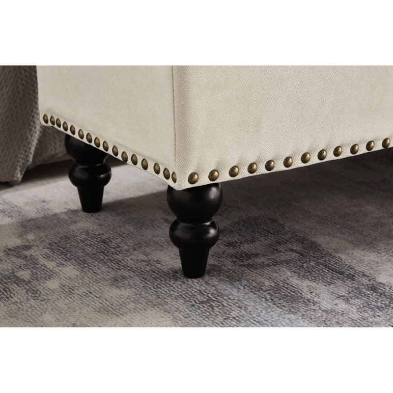 Banc 59 po avec rangement en beige, style contemporain pour un espace de vie fonctionnel, bureau à domicile élégant, multifonctionnel