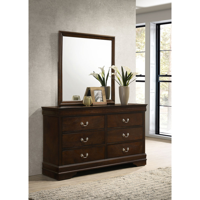 Doytcho 6-drawer Dresser with Mirror Cappuccino, Cappuccino
