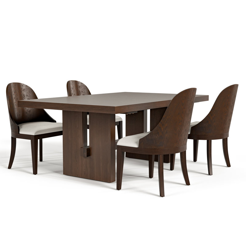 Lakin Dining Table Set, 5 Pieces: Table, 4 Chairs