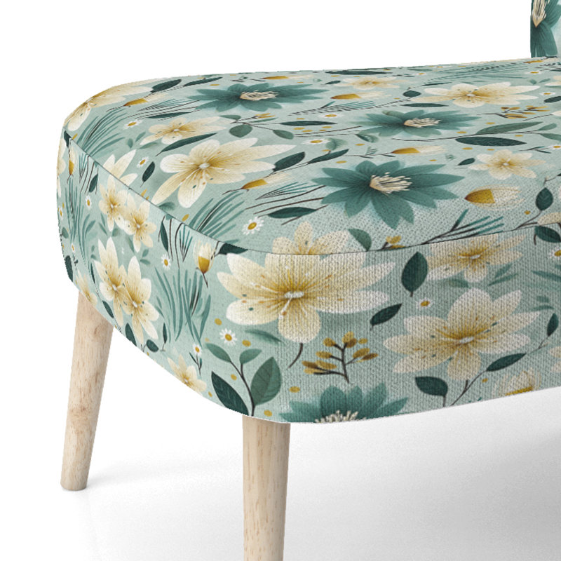 Chaise d'appoint rembourrée Vintage Romance Green Marvel Blooms