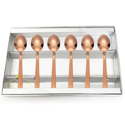 Lorren Home Trends Demitasse Spoons, 4.5 inches, , Textured Handle, Set of 6