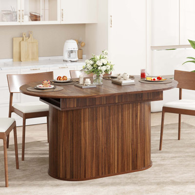 Table de salle à manger extensible moderne avec pieds rayés