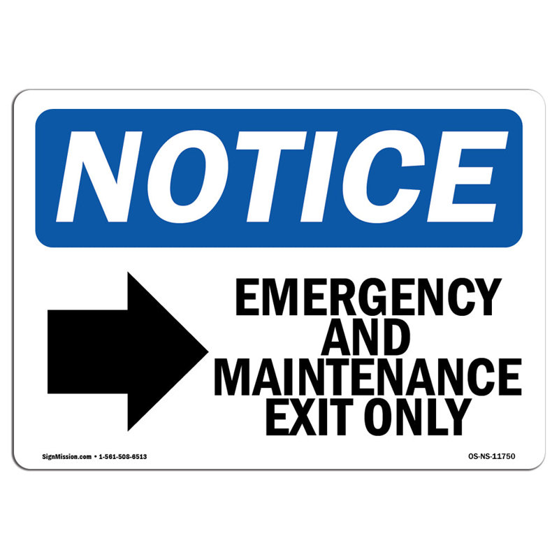 Emergency and Maintenance Exit Sign with Symbol