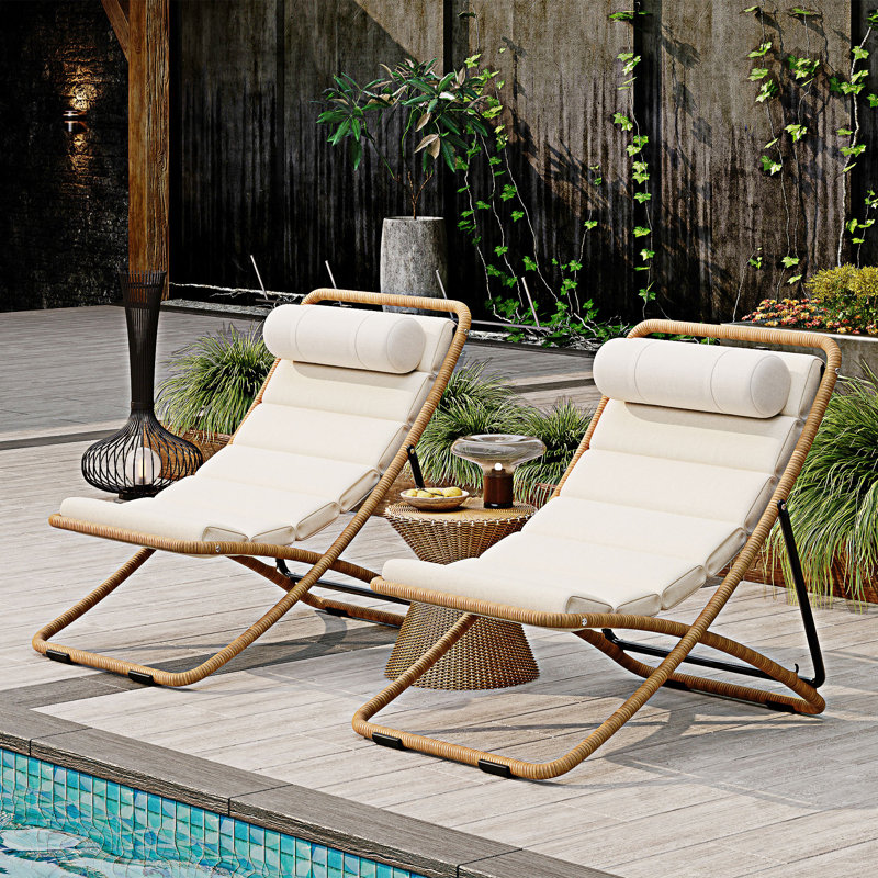 Outdoor Folding Chair Patio Chair Set Of 2, Yellow
