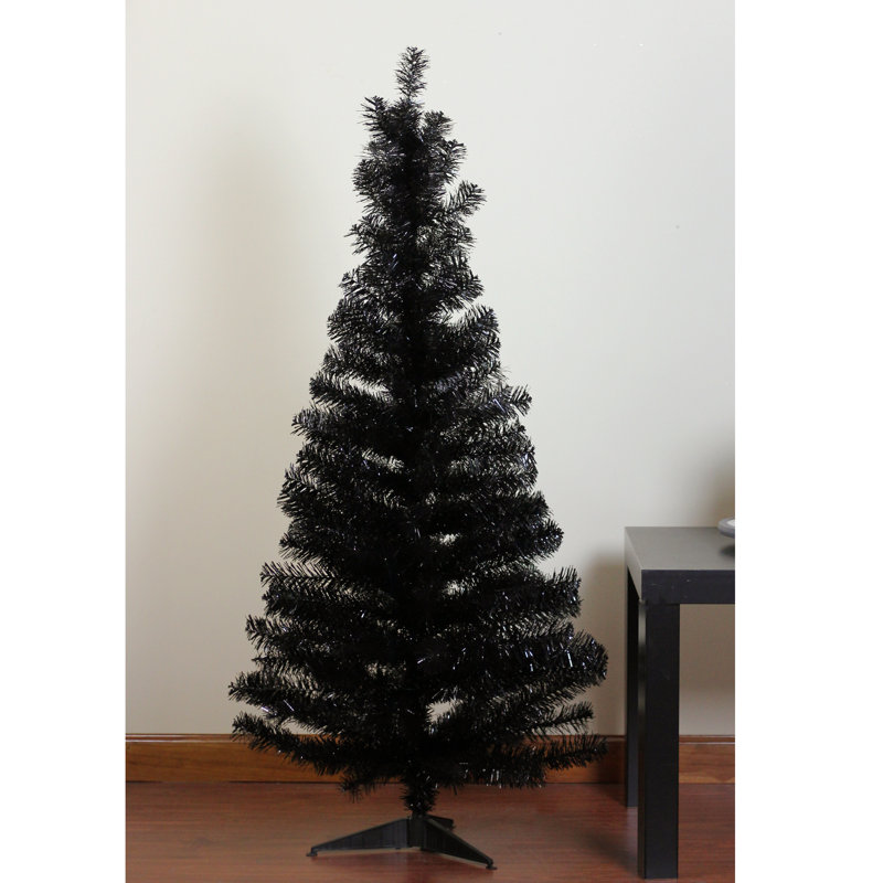 Arbre de Noël artificiel mince 4 pi x 24 po noir Tinsel - non éclairé