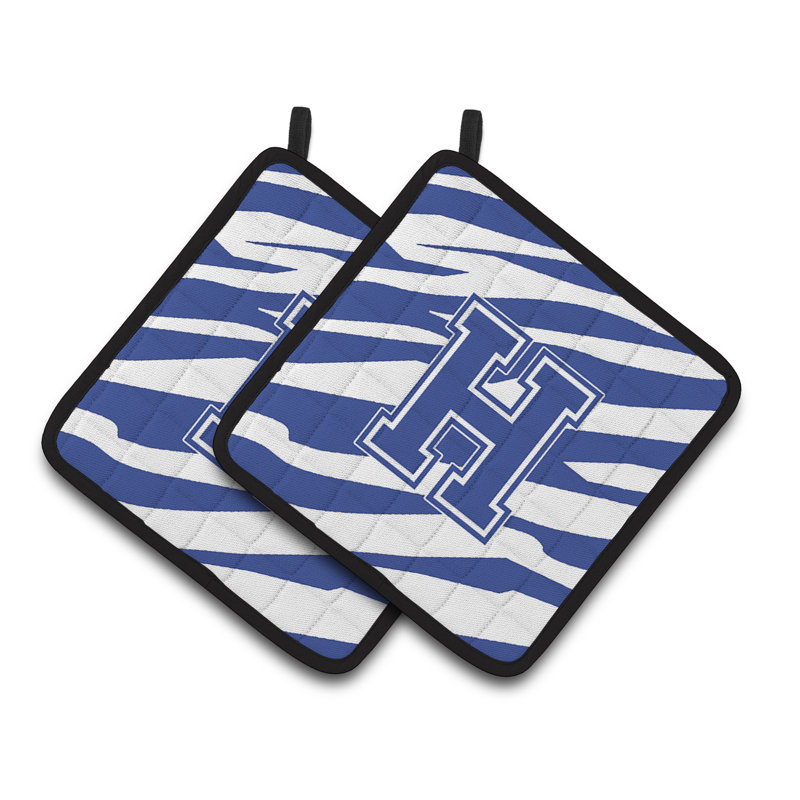 Tiger Stripe Potholder, Bleu blanc, H