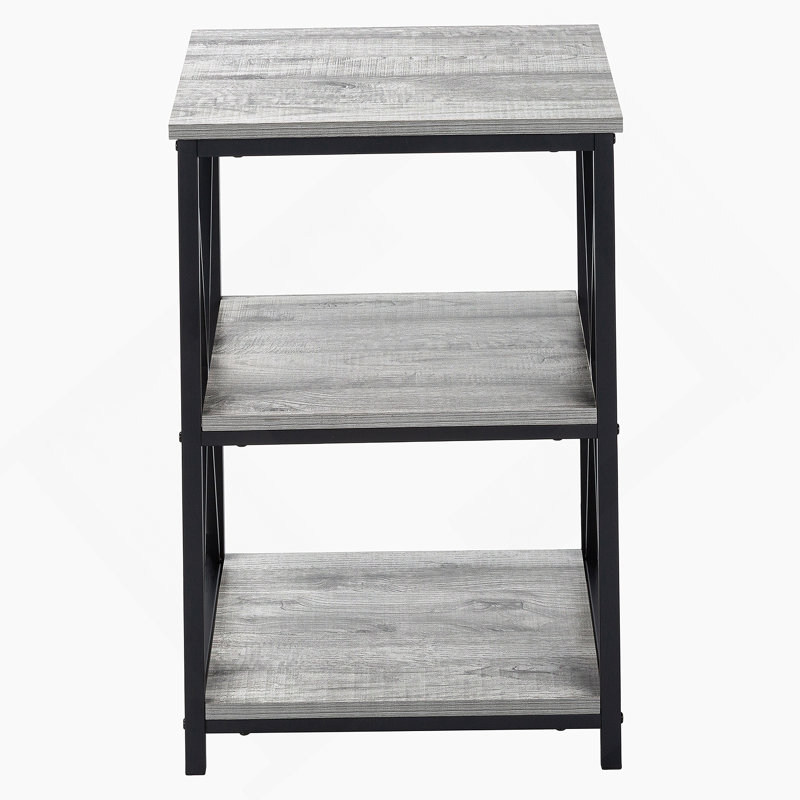 Accent Table, Side, End, Nightstand, Lamp, Grey Laminate, Black Metal, Contemporary, Modern, Gray