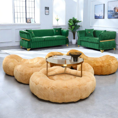 Spacious Sofas Set, Velvet And Metal Modern Luxury Seating For Home