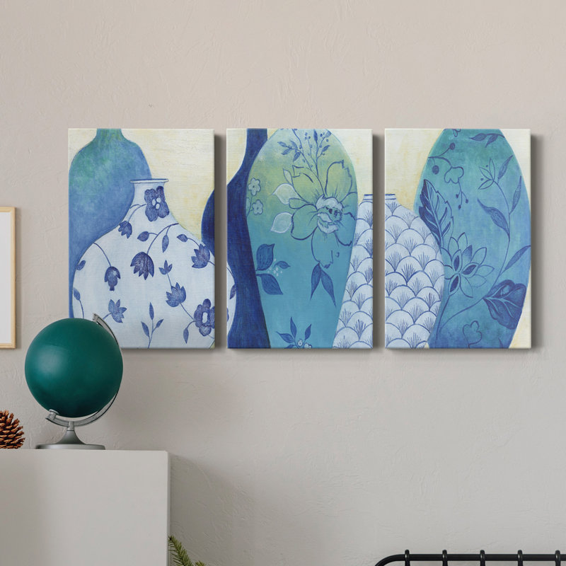 Chinoiserie Home - Toile tendue avec châssis de qualité supérieure - Prêt à être accroché, H 48 po x l 96 po x P 1 po