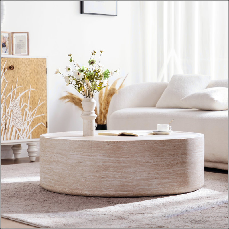 Table basse de 39,37 pouces avec motif Mars, sans assemblage requis, parfaite pour les salons modernes et contemporains