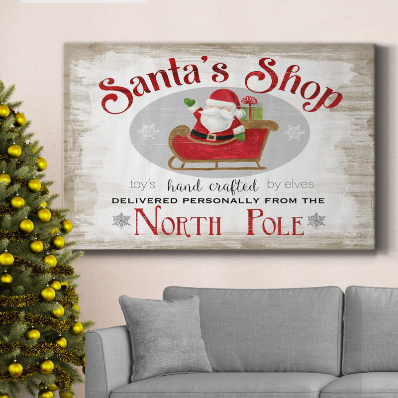 Toile tendue avec châssis Santa's Shop Premium - prête à être accrochée, H 60 po x l 40 po x P 1 po