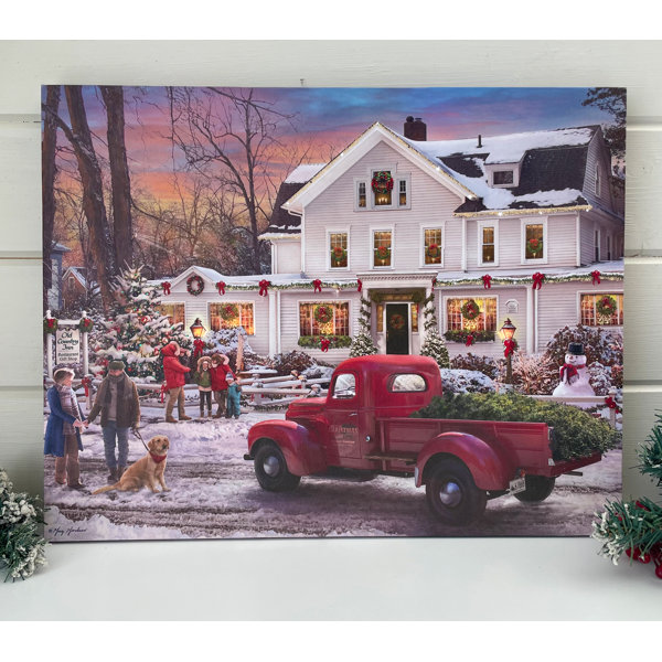 The Holiday Aisle® Lighted Fiber Optic and LED Canvas 16x20