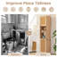 Grande armoire de salle de bain 68 po - Tour de lin étroite autoportante avec tablette réglable et sac à linge inclinable, design en rotin mince