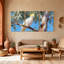 Oiseaux cacatoès perchés sur une branche d'arbre, fond de ciel bleu, ensemble de 3 impressions sur toile-1475456812