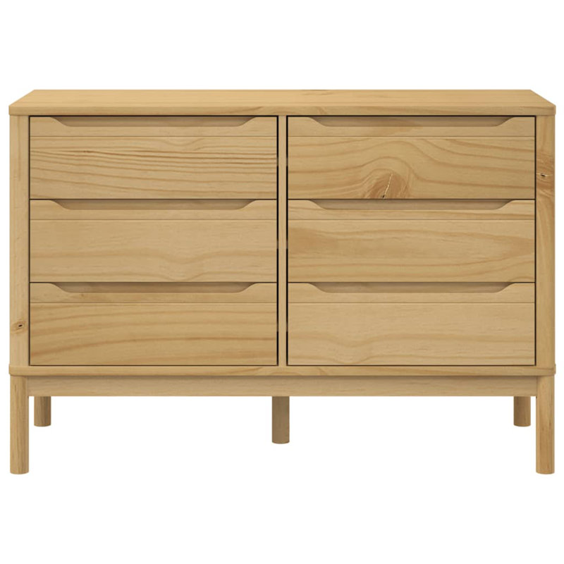 Latitude Run® Chest Of Drawers FLORO Solid Wood Pine, Wax Brown