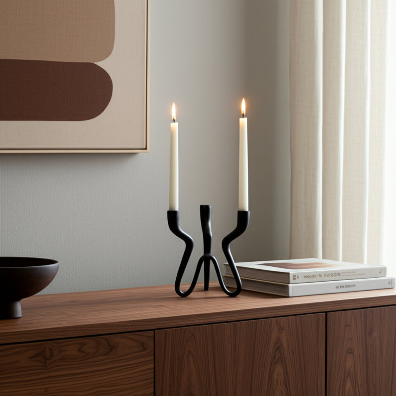 Modern Metal Aluminum Taper Holder With Unique Curved Design Contemporary Pillar Candle Holder Decorative Accent For Home Decor