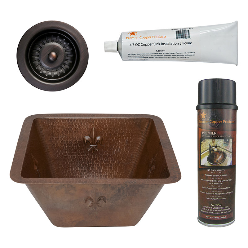 Premier Copper Products BSP5_BS15FDB3-D Bar Sink And Drain Package