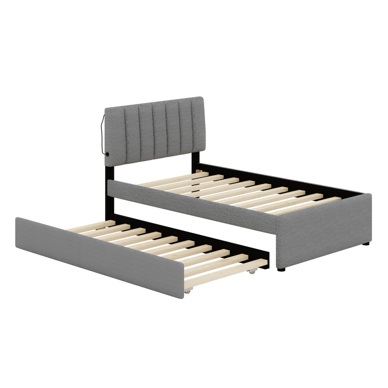 Lit plateforme tapissier avec lit gigogne