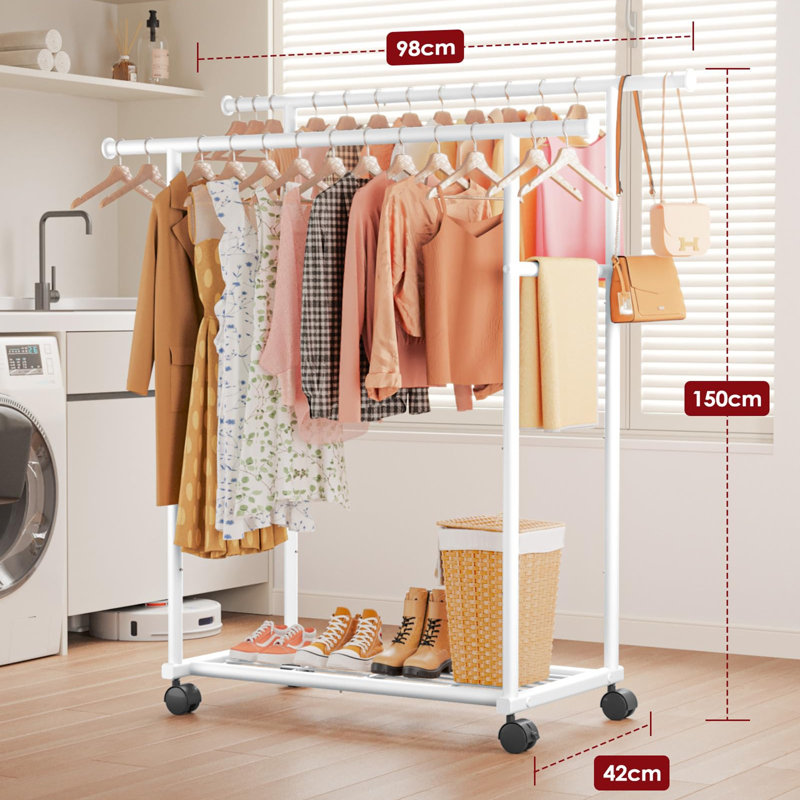 98cm Adjustable Clothing Rack, White