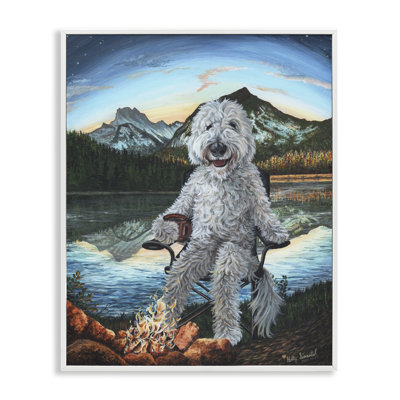 Stupell Industries Dog By Campfire Landscape Framed Giclee Art Design By Holly Simental