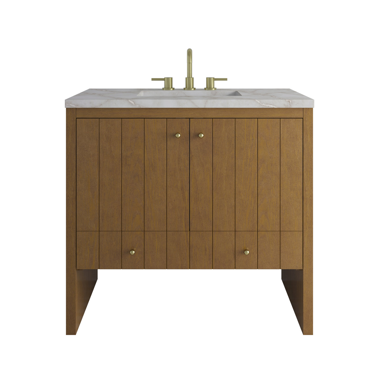 Hudson 36'' Single Bathroom Vanity, Honey Oak, Victorian Silver, 8" Widespread