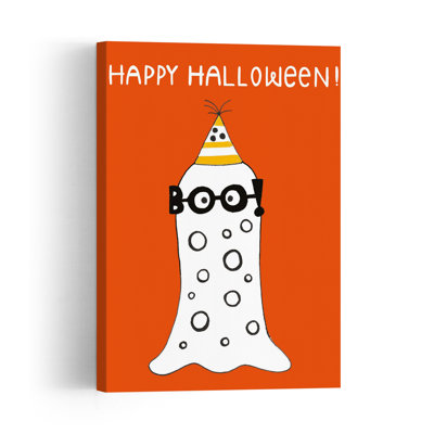 Affiche murale contemporaine abstraite et ludique représentant un fantôme d'Halloween