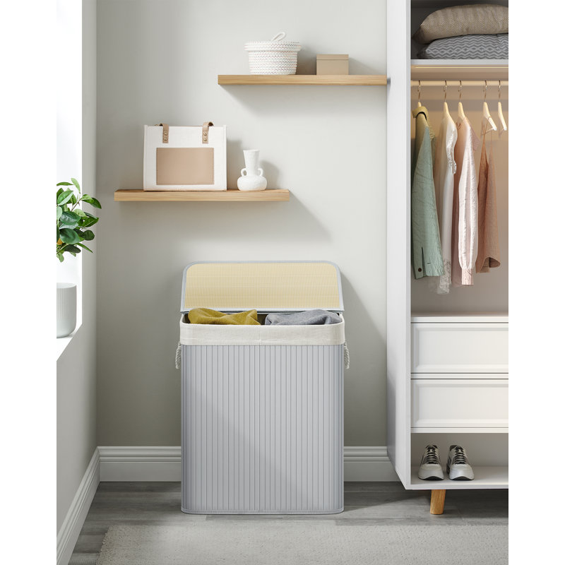 Bamboo Laundry Sorter with Handles, Grey