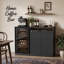 Armoire-bar 53 po avec espace pour réfrigérateur - Buffet cannelé avec support à vin et rangement, mini armoire moderne pour cuisine, salle à manger, salon