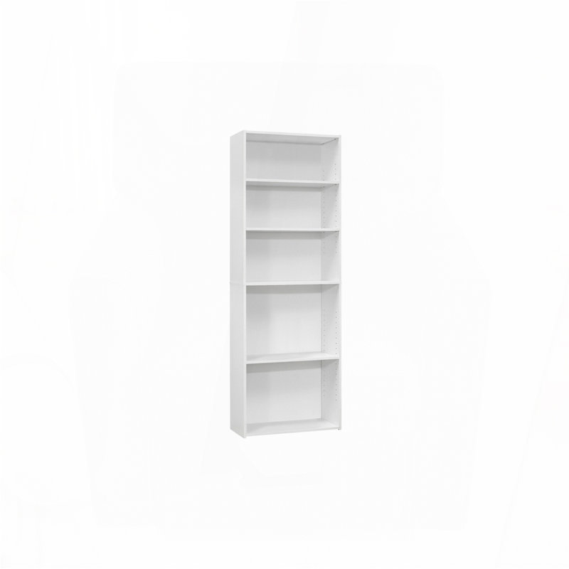Bibliothèque, bibliothèque, 6 niveaux, H 72 po, bureau, chambre à coucher, stratifié blanc, transitionnel, Blanc