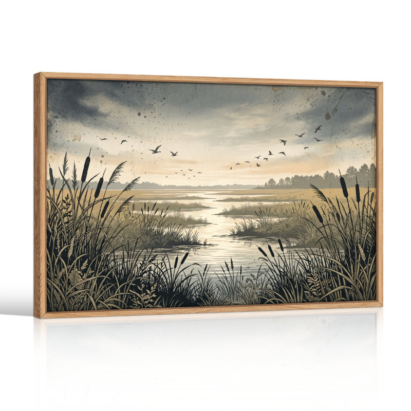 «Wetland Sunset», reproduction d'art sur toile, ensemble de 1, Natural, 24"H x36"W