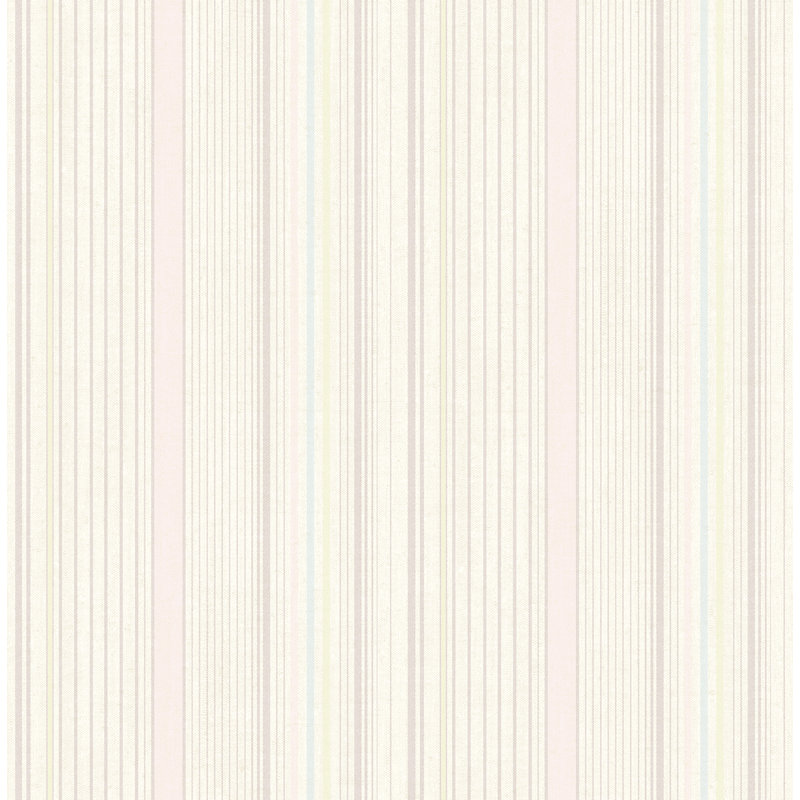 Papier peint rayé non collé Seabrook Designs Provance, Rosé métallique / pastel