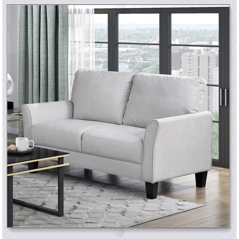 Causeuse rembourrée moderne avec siège moelleux, structure en bois massif durable pour le salon, gris, Gris
