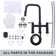 3 Holes Brass Double Handle Bridge Kitchen Faucet With 2-Mode Pull Down Sprayer And Supply Lines