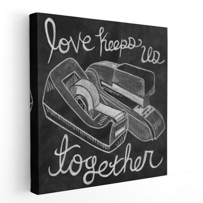 «Love Keeps Us Together Chalk Black and White», reproduction d'art sur toile