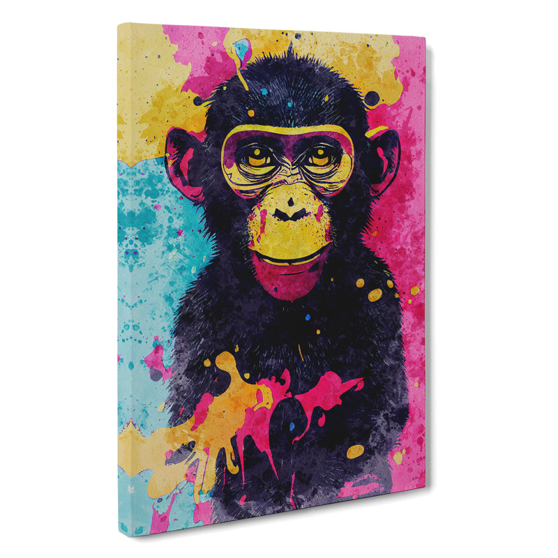 Paint Splash Monkey No.4 - Wrapped Canvas, 50cm H x 35cm W x 3cm D