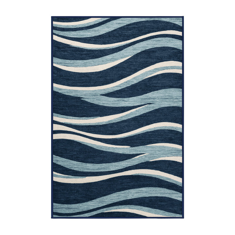 Tapis nautique à motif de vagues lavables, Tapis de couloir 2 pi x 4 pi