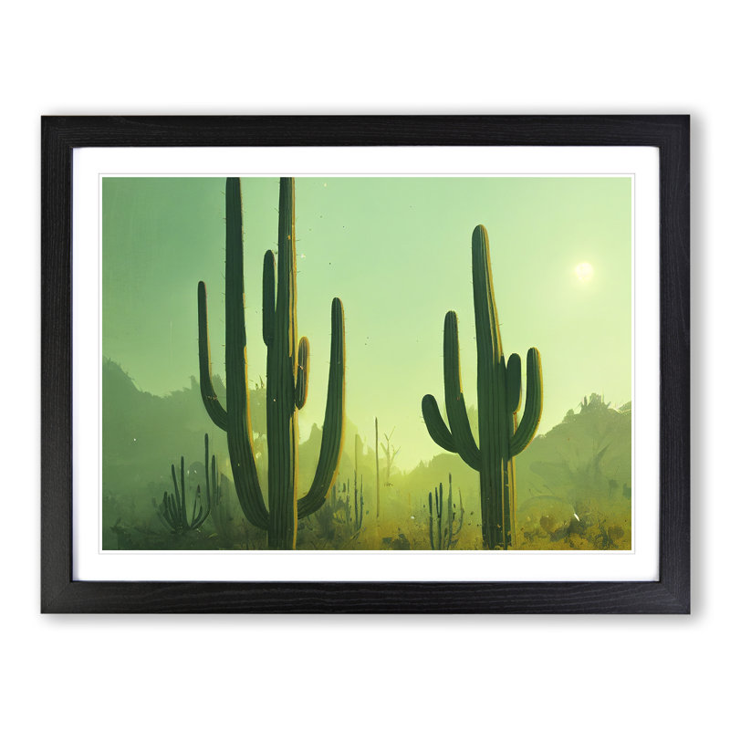 Cactus Desert View Vol.1 - Picture Frame Print, 46cm H x 64cm W x 2cm D, Black