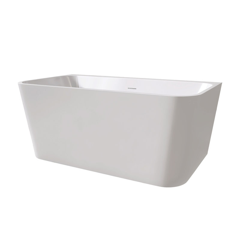 55" Rectangular Gloss White Acrylic Soaker Tub, With Materials, Fiberglass Reinforced Bottom, Non-Slip Feature, Design, Drains Not Provided Bathtub, Standing, Resin And , Reinforced, For Secure Use,