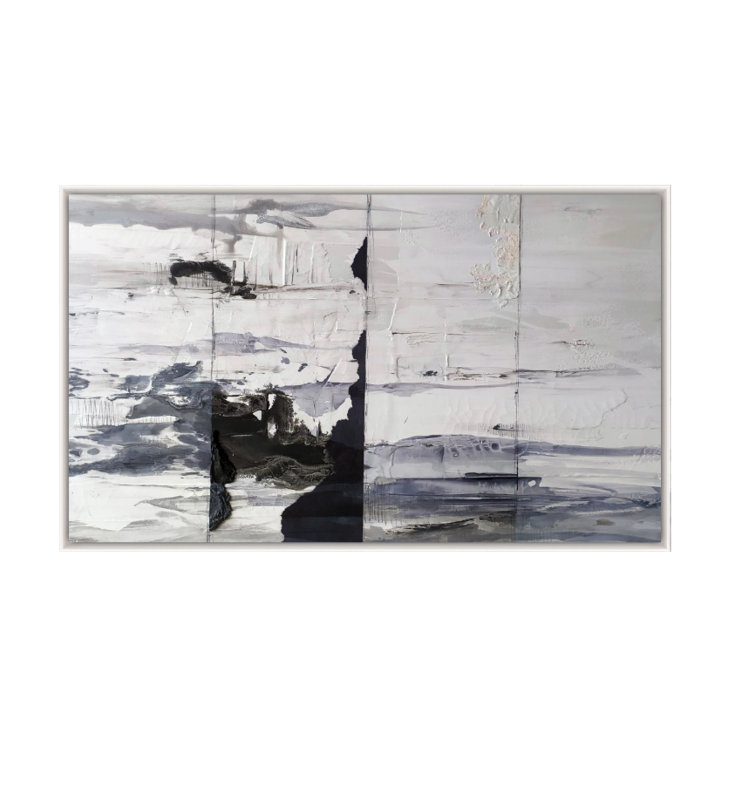 Velora Single Picture Frame Painting on Wood, 150 cm H x 90 cm W, White