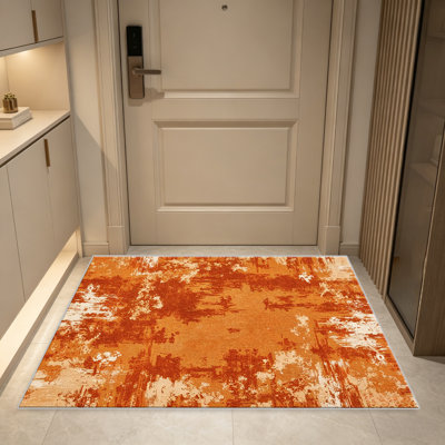 Tapis orange et beige abstraits pour le salon, doux et confortables, convenant à toutes les saisons, faciles à entretenir, tapis d'intérieur lavable à la machine, sous la table de ferme convenant à la chambre à coucher, à la salle à manger, au bureau, au patio, au balcon, à la maison