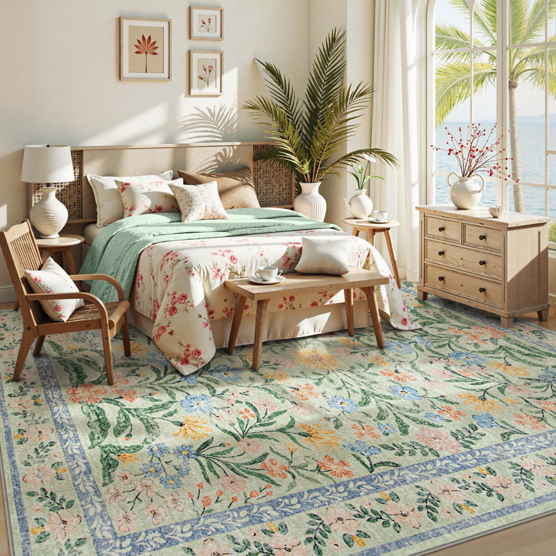  Tapis lavables antidérapants Boho, Rectangle 9 pi x 12 pi