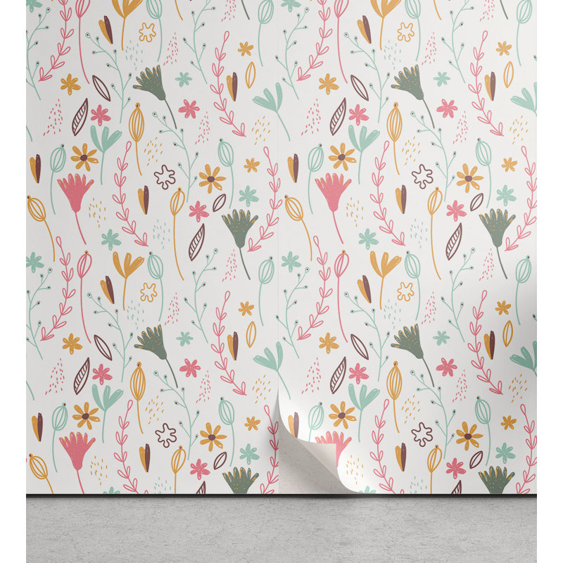 Panneau de papier peint adhésif Jacyon Forest Herbs and Flowers, L 13 po x L 36 po