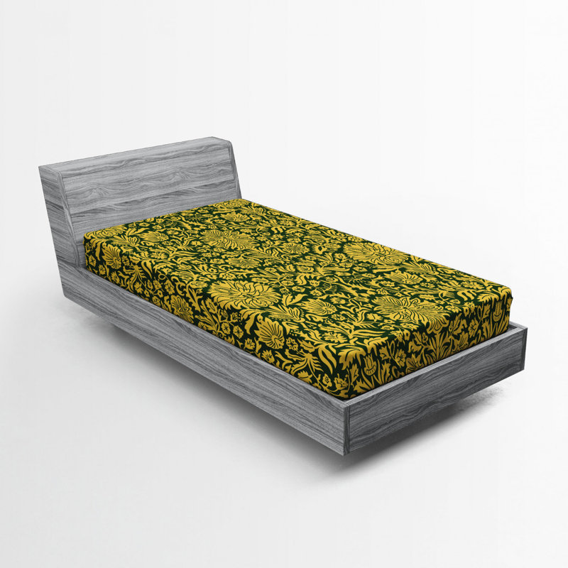 Microfiber Floral Fitted Sheet, Twin Fitted Sheet