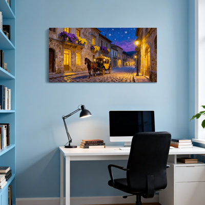 Paysage et nature, rue romantique, calèche, lumières, étoiles, fleurs