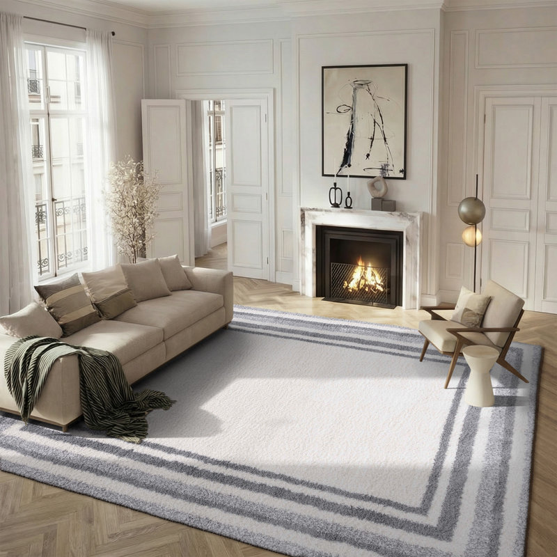 Ladaniel Border & Stripe Shag 200 Performance Striped Rug, Rectangle 8' x 10'