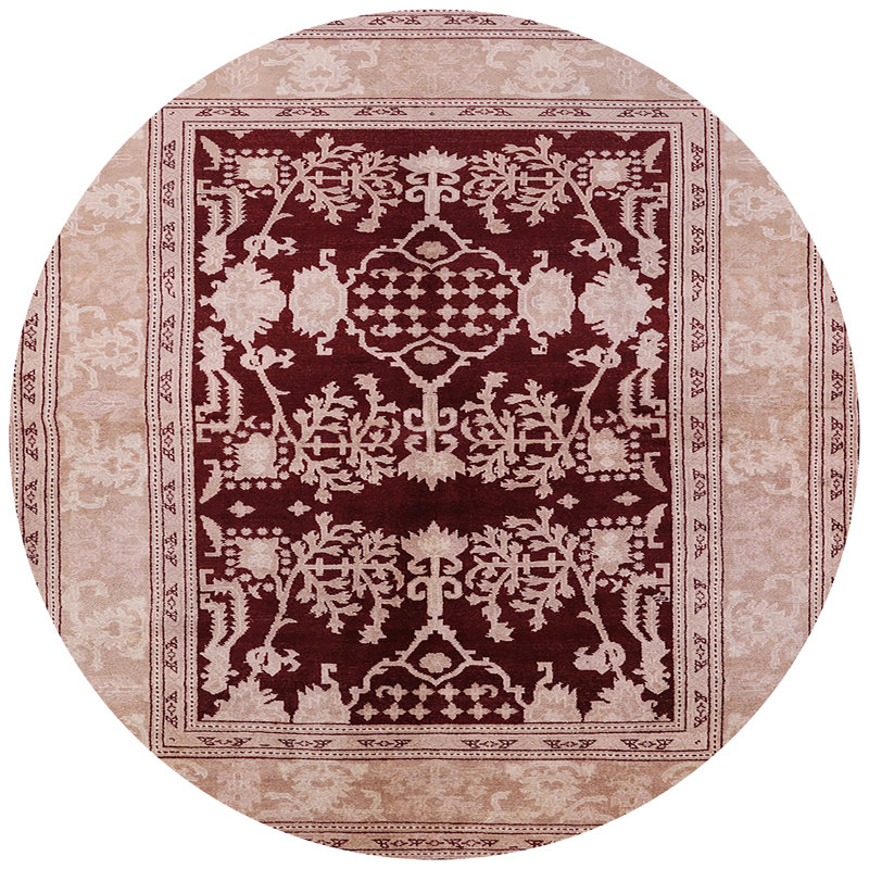 Tapis oriental rouge foncé / beige Mackinac, Rond 7 pi
