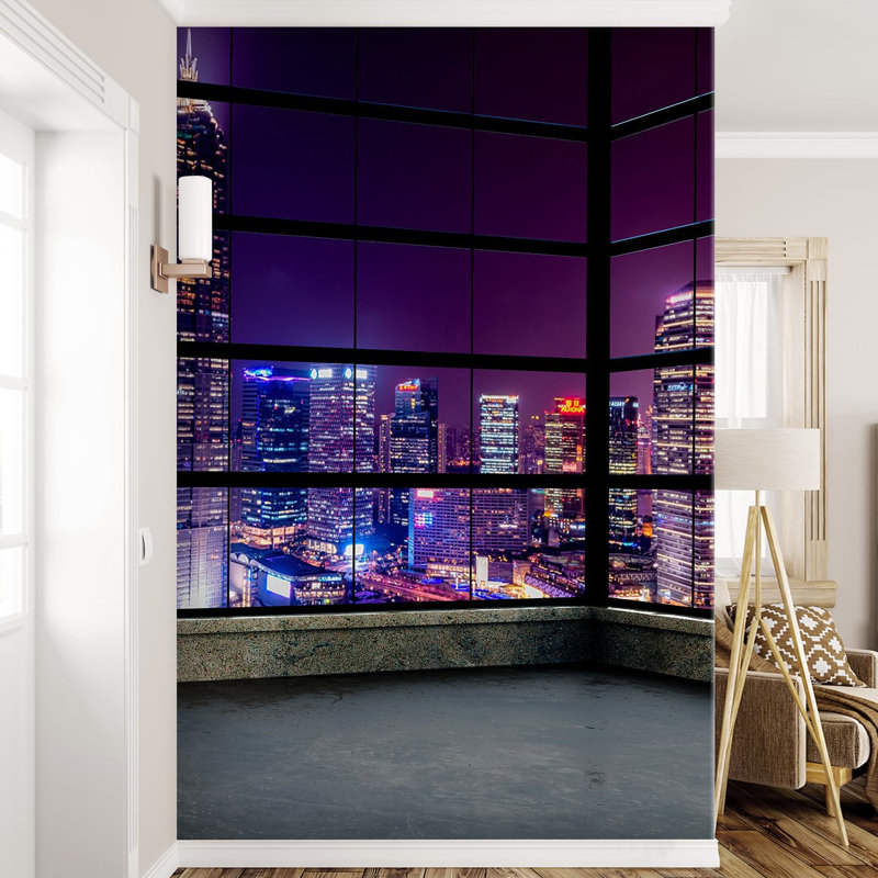 Modern City Buildings Peel & Stick Border, 108" L x 72" W